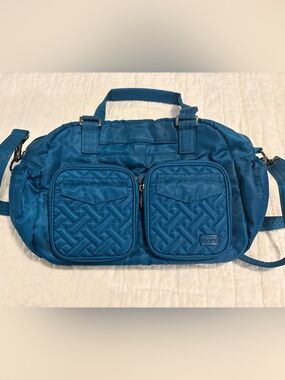 Lug Teal Blue Nylon Satchel Shoulder Bag Multi Pocket